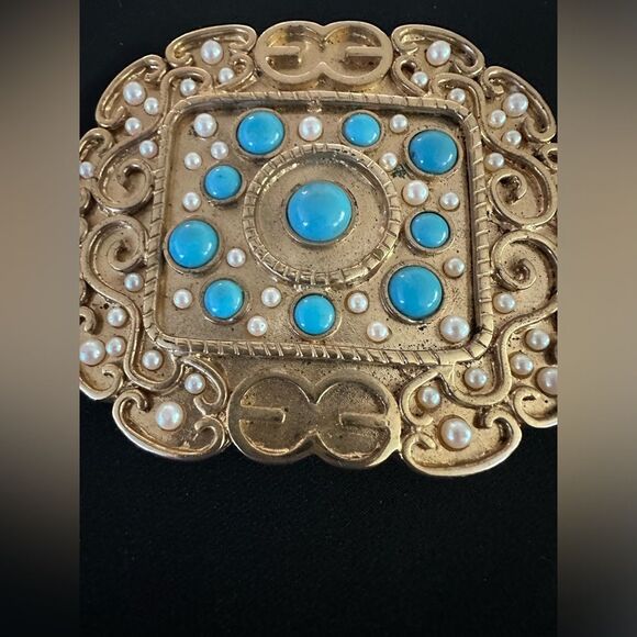 Vintage Boho Beaded Belt  Buckle